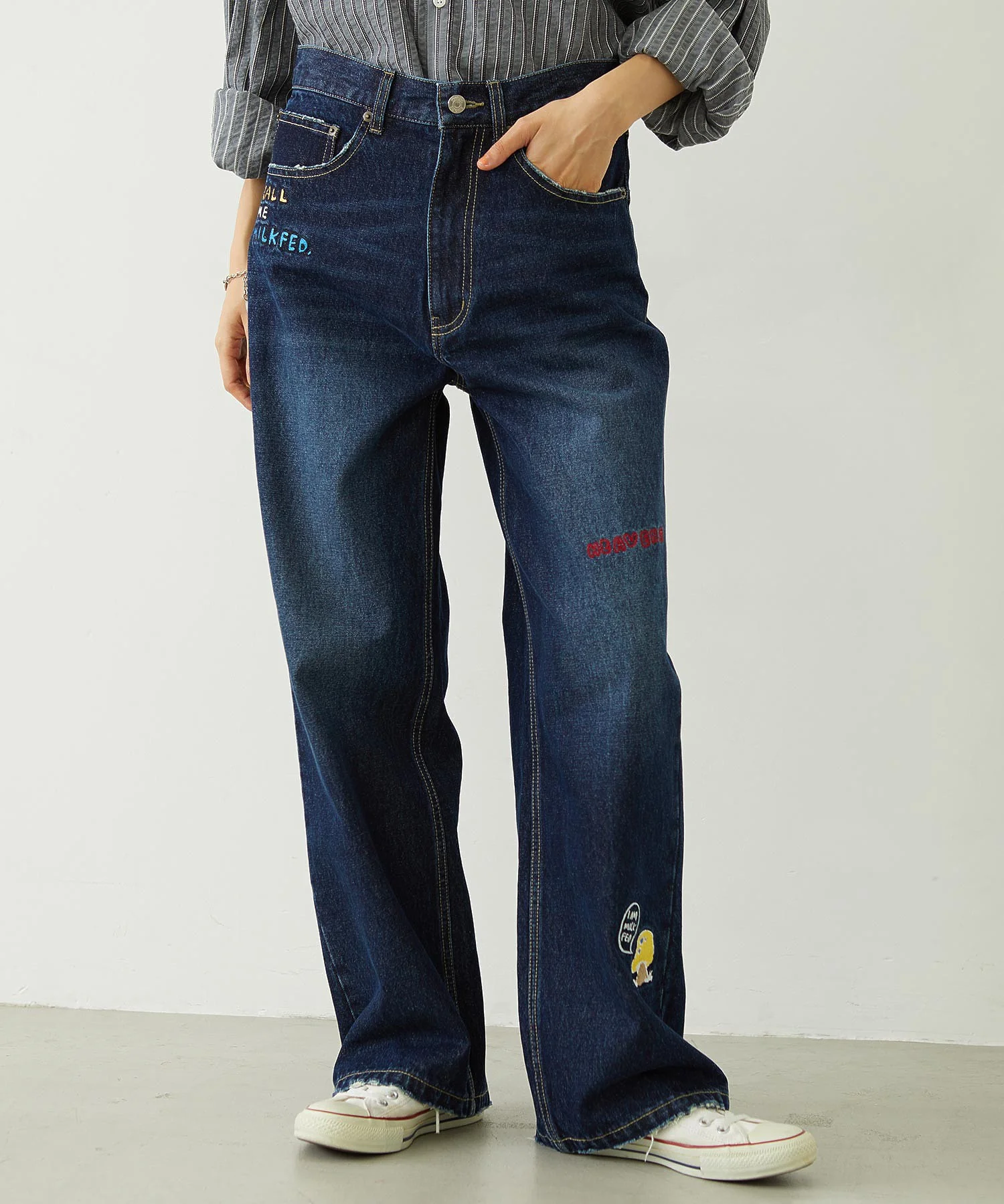 DOODLE EMBROIDERED DENIM PANTS - Image 2