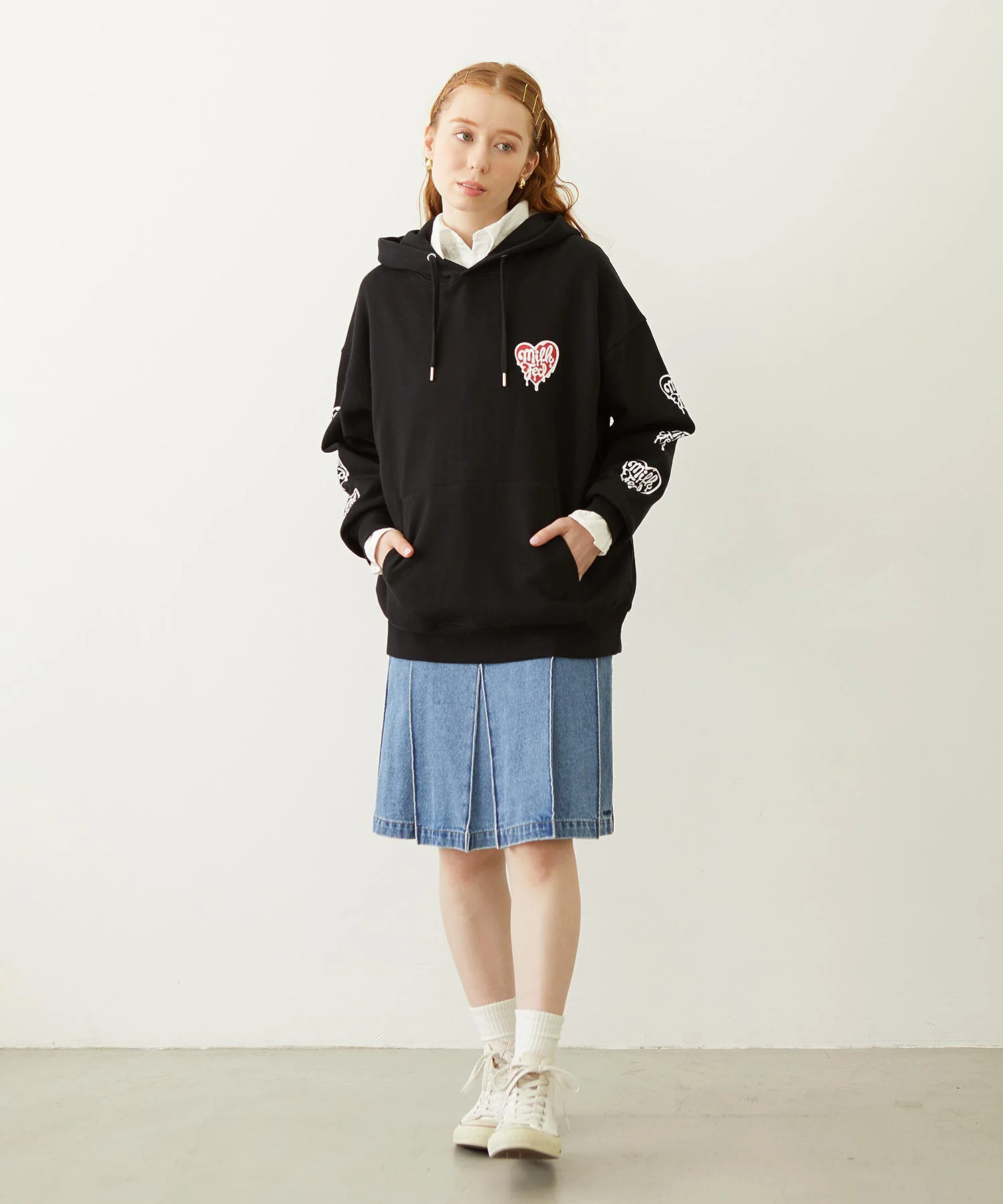 PLEATED DENIM SKIRT - Image 24
