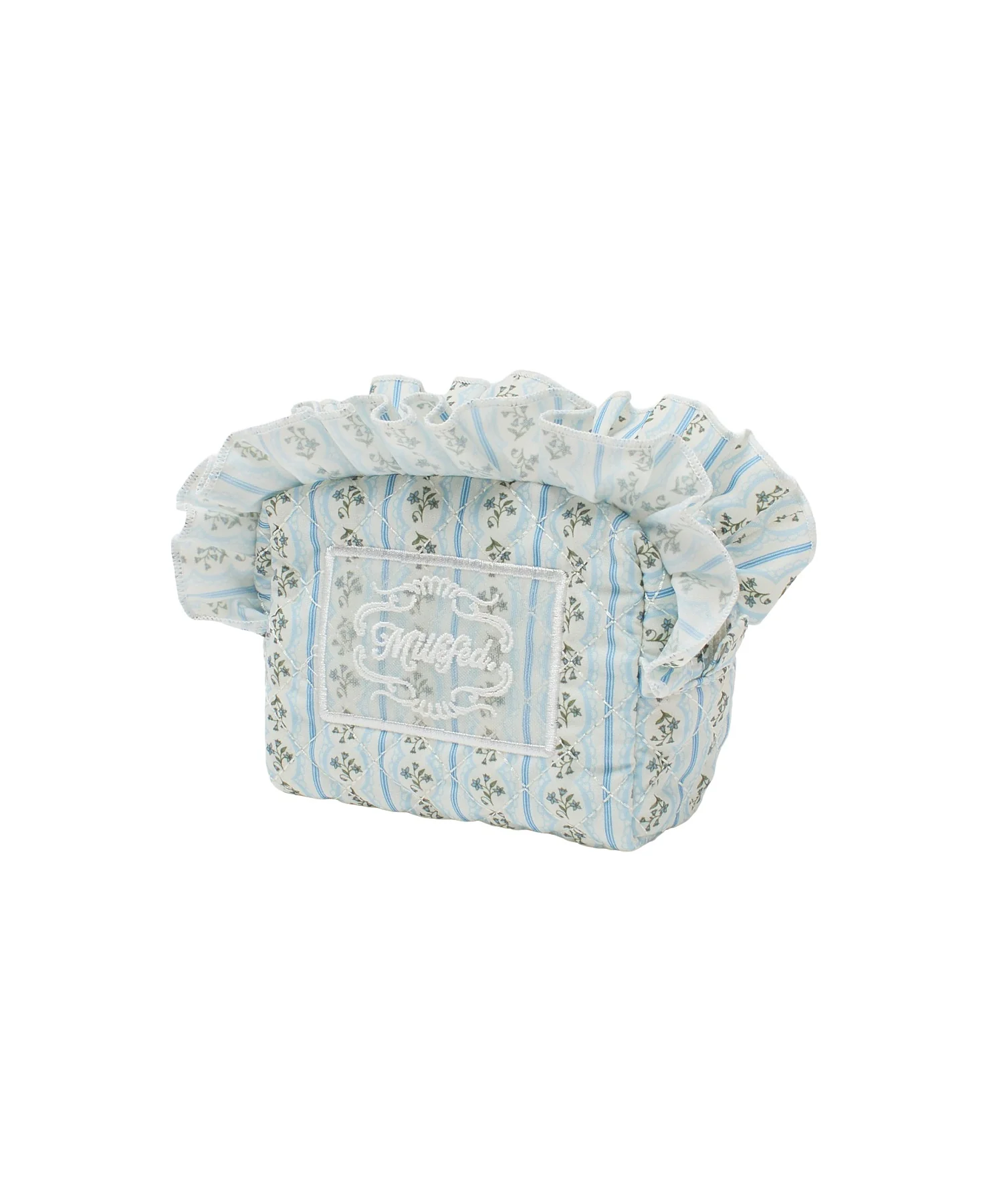 STRIPED FLOWER QUILTED POUCH