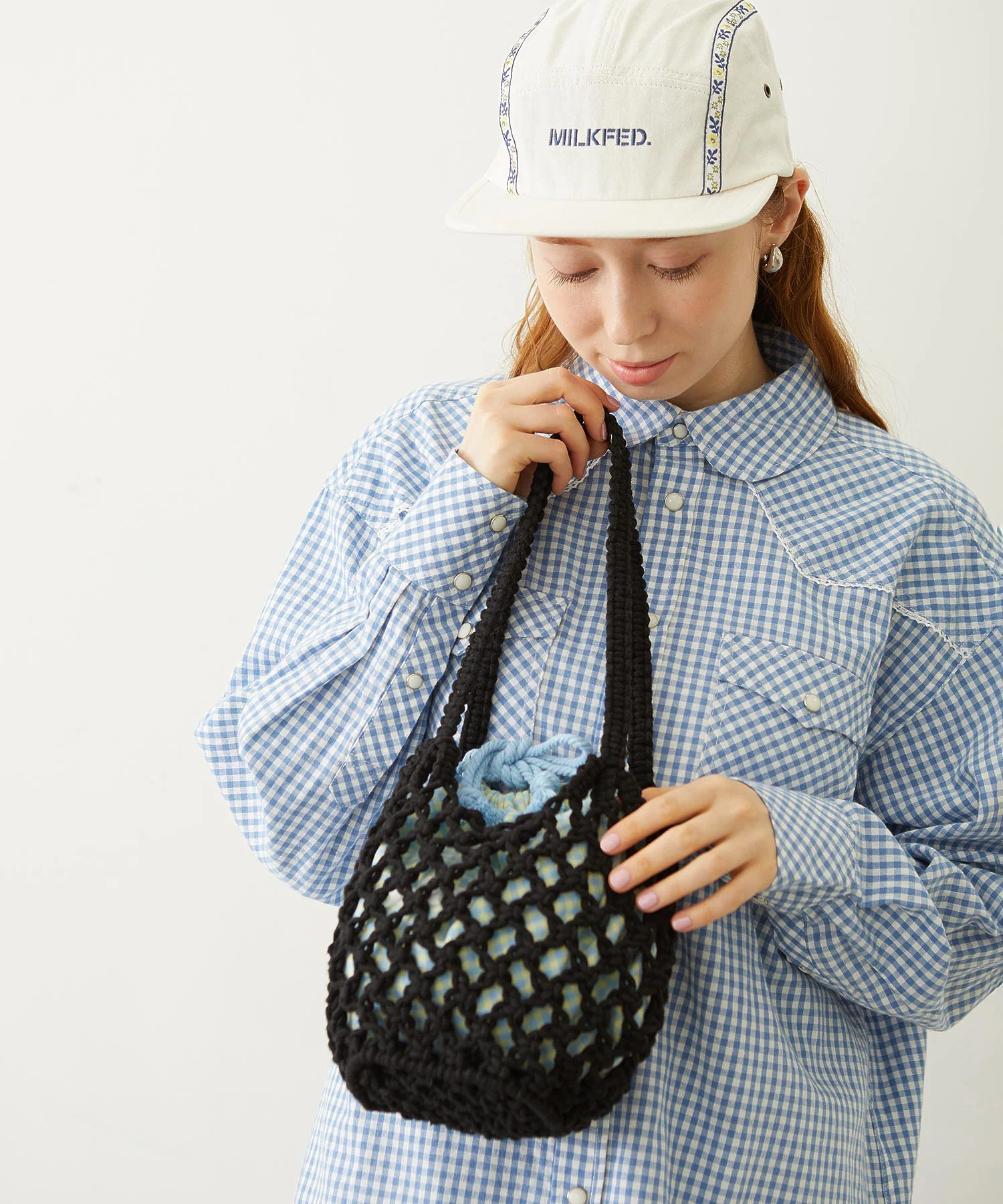 KNITTED GINGHAM BAG - Image 20