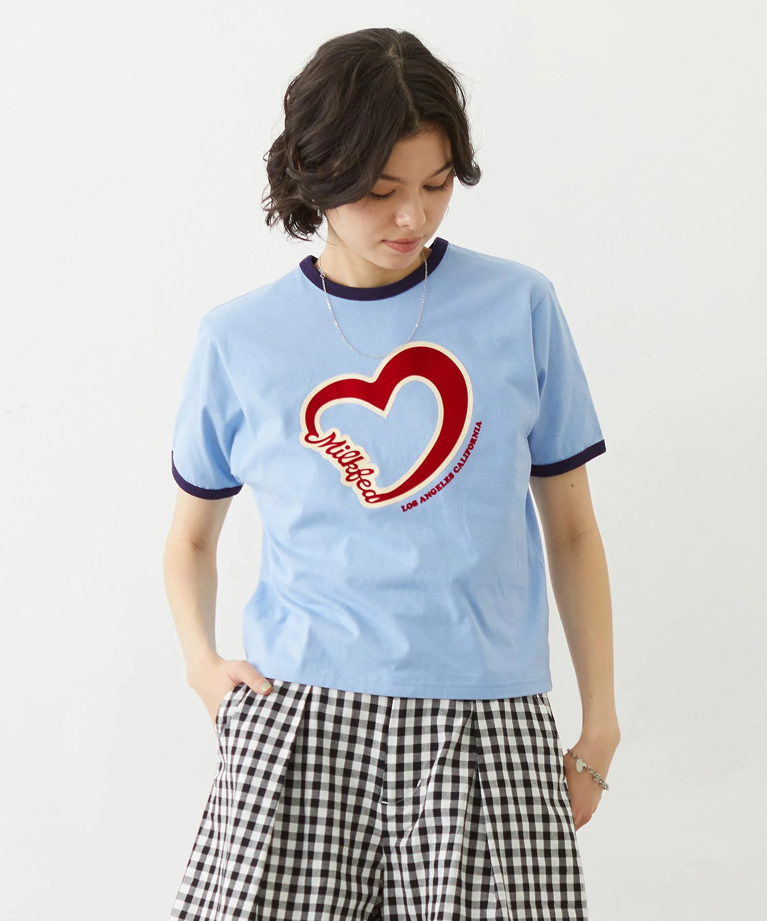 HEART LOGO FLOCK PRINT RINGER TEE - Image 2