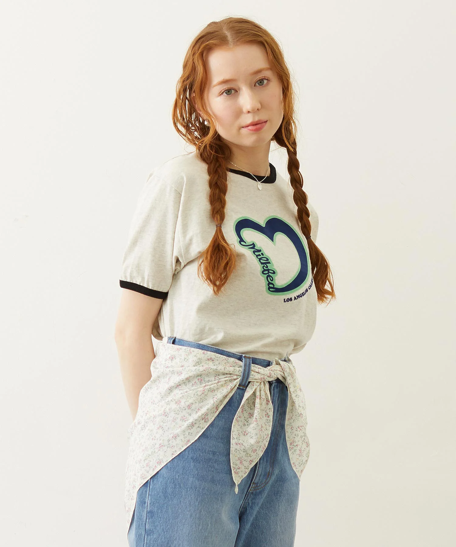 HEART LOGO FLOCK PRINT RINGER TEE - Image 3