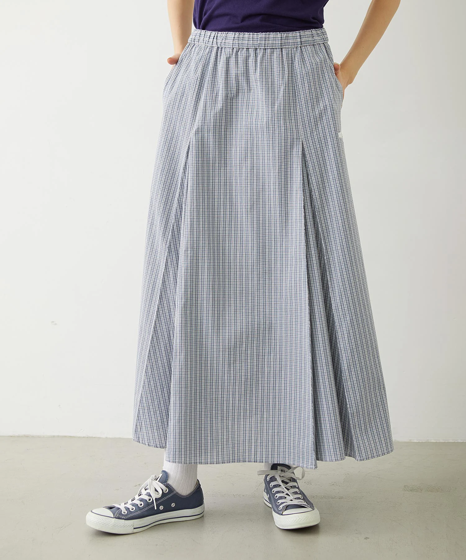 PLAID PATTERN LONG SKIRT - Image 10