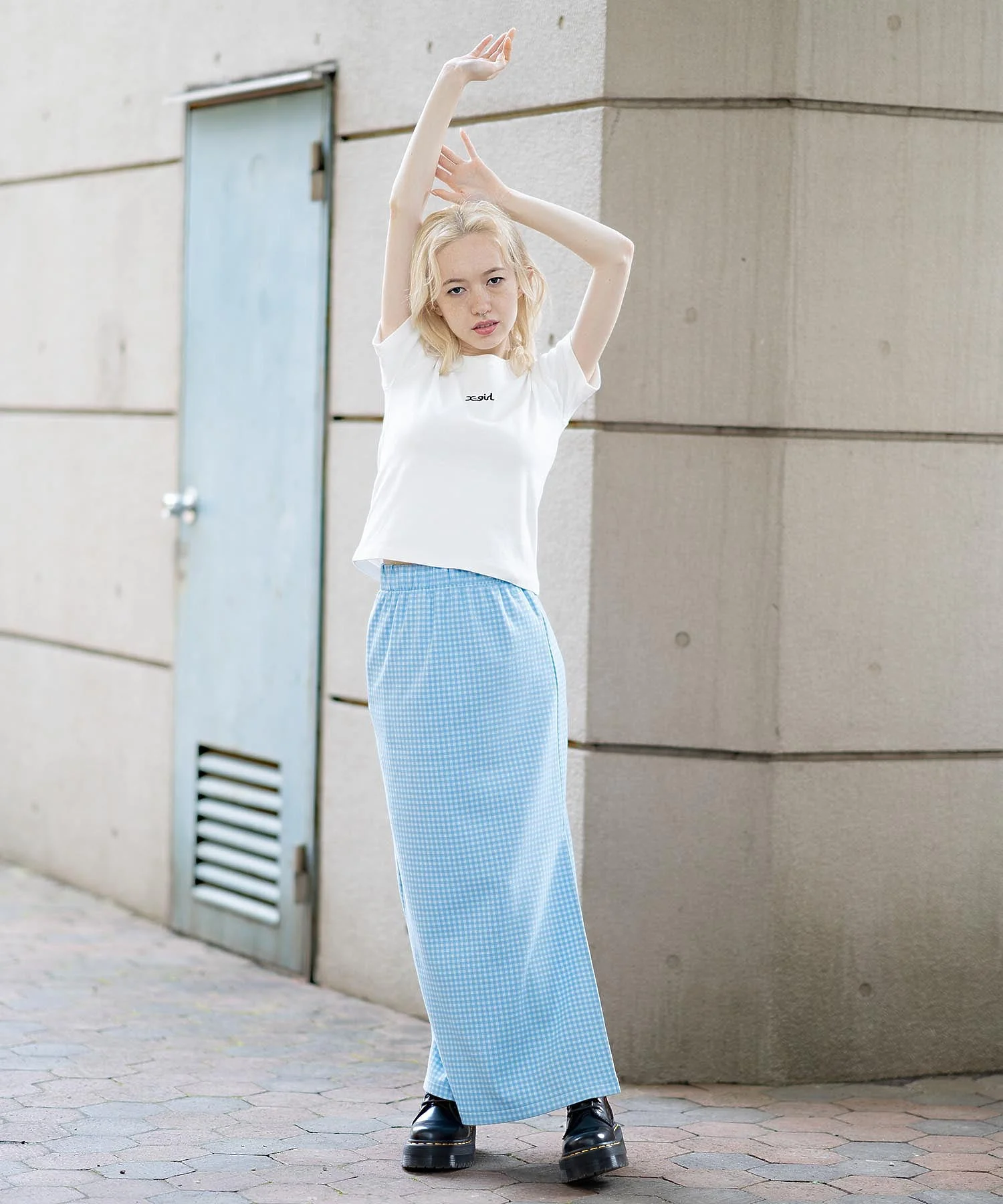 EMBROIDERED MILLS LOGO S/S BABY TEE X-girl - Image 10