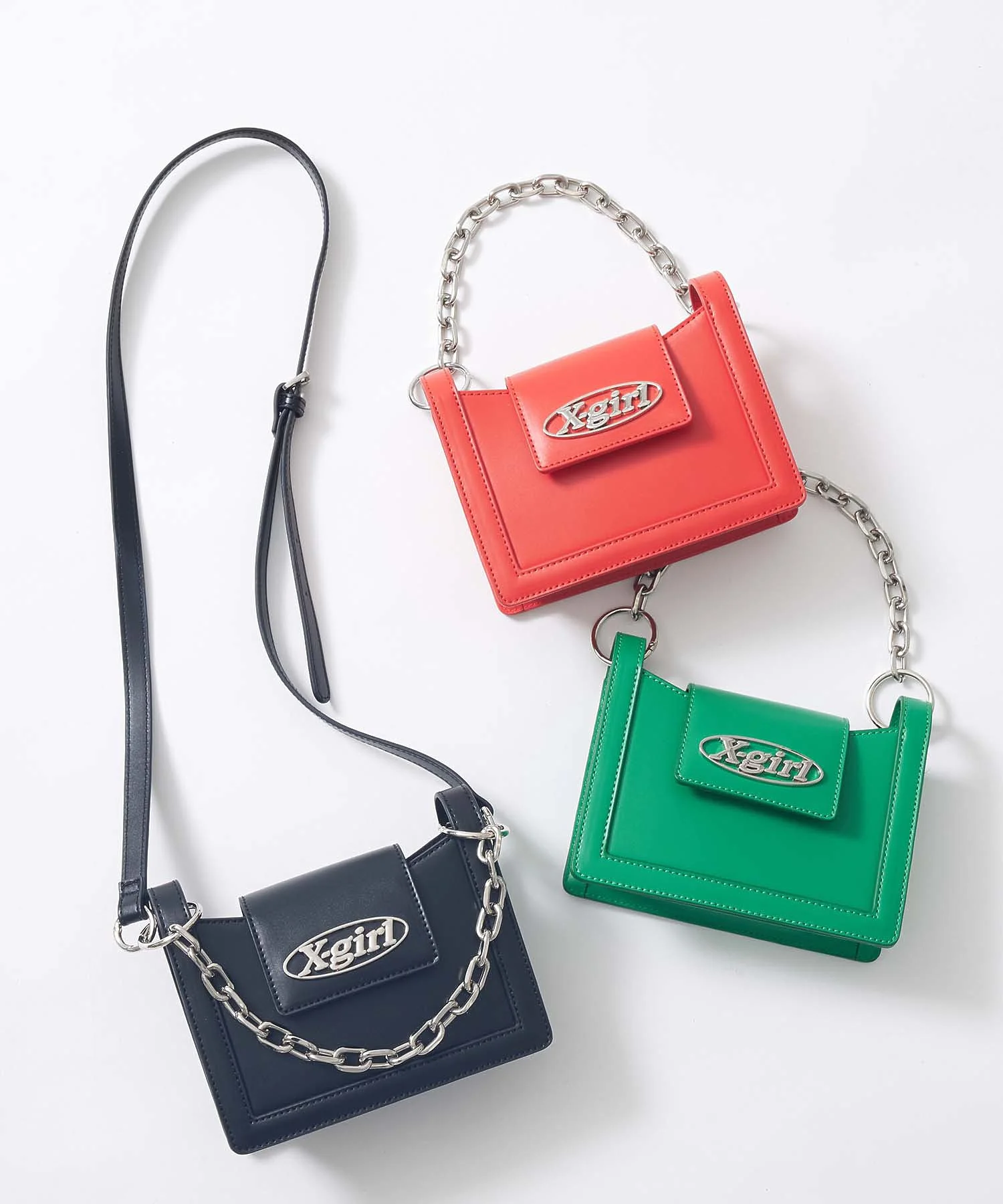 OVAL LOGO FAUX LEATHER 2WAY MINI BAG X-girl