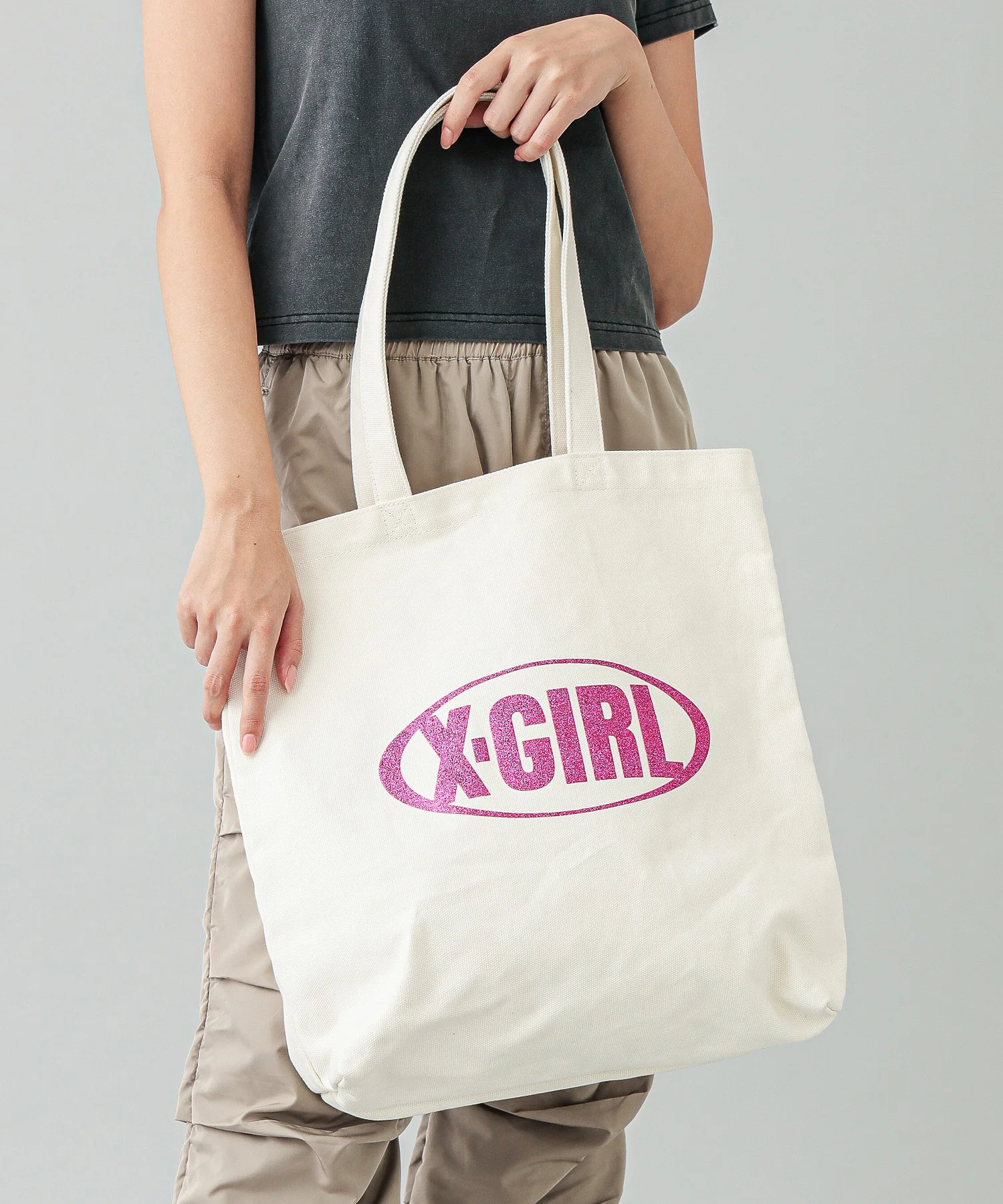 GLITTER OVAL LOGO CANVAS TOTE BAG - Image 3