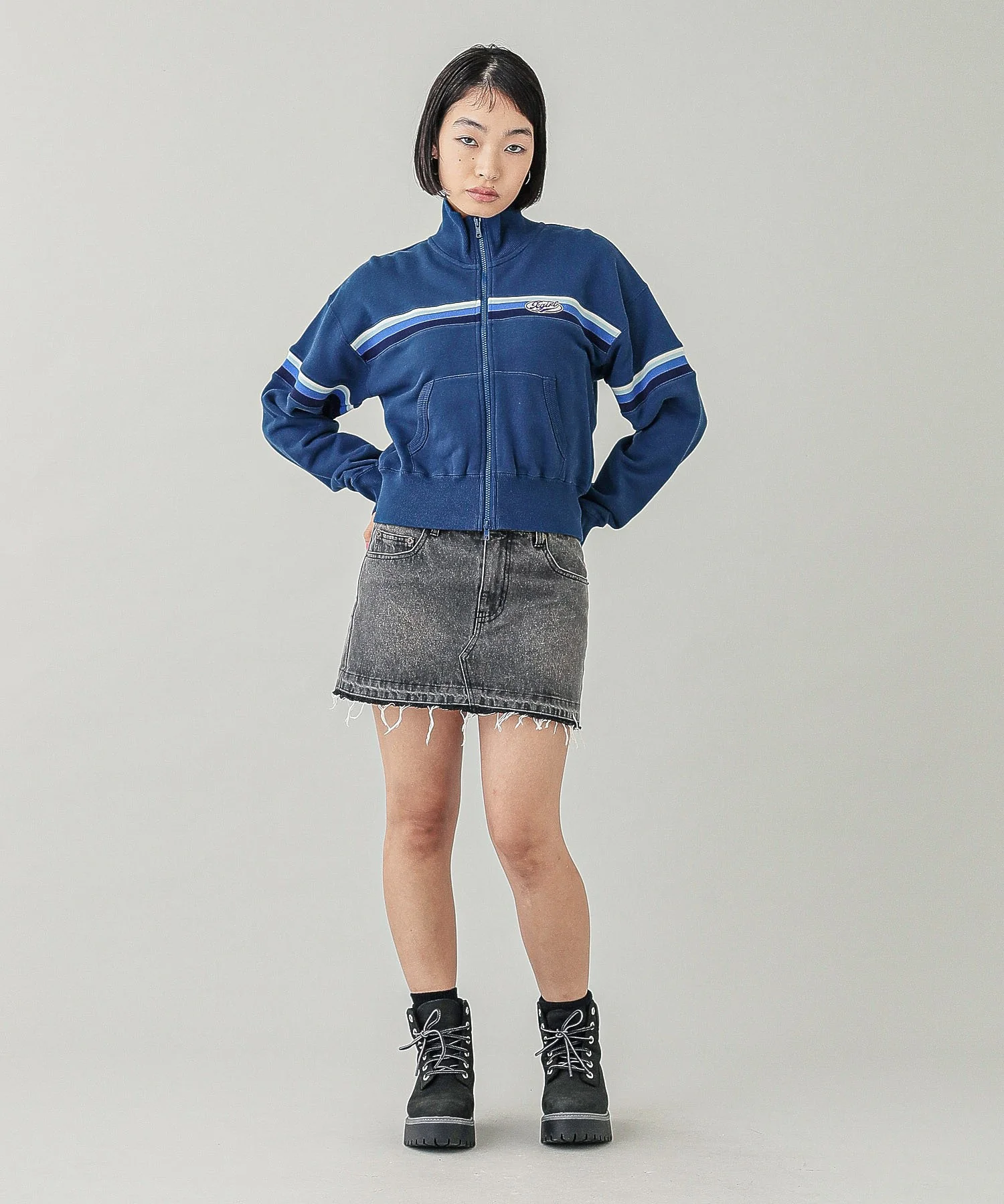 STRIPED COMPACT SWEAT TRACK TOP - Image 10