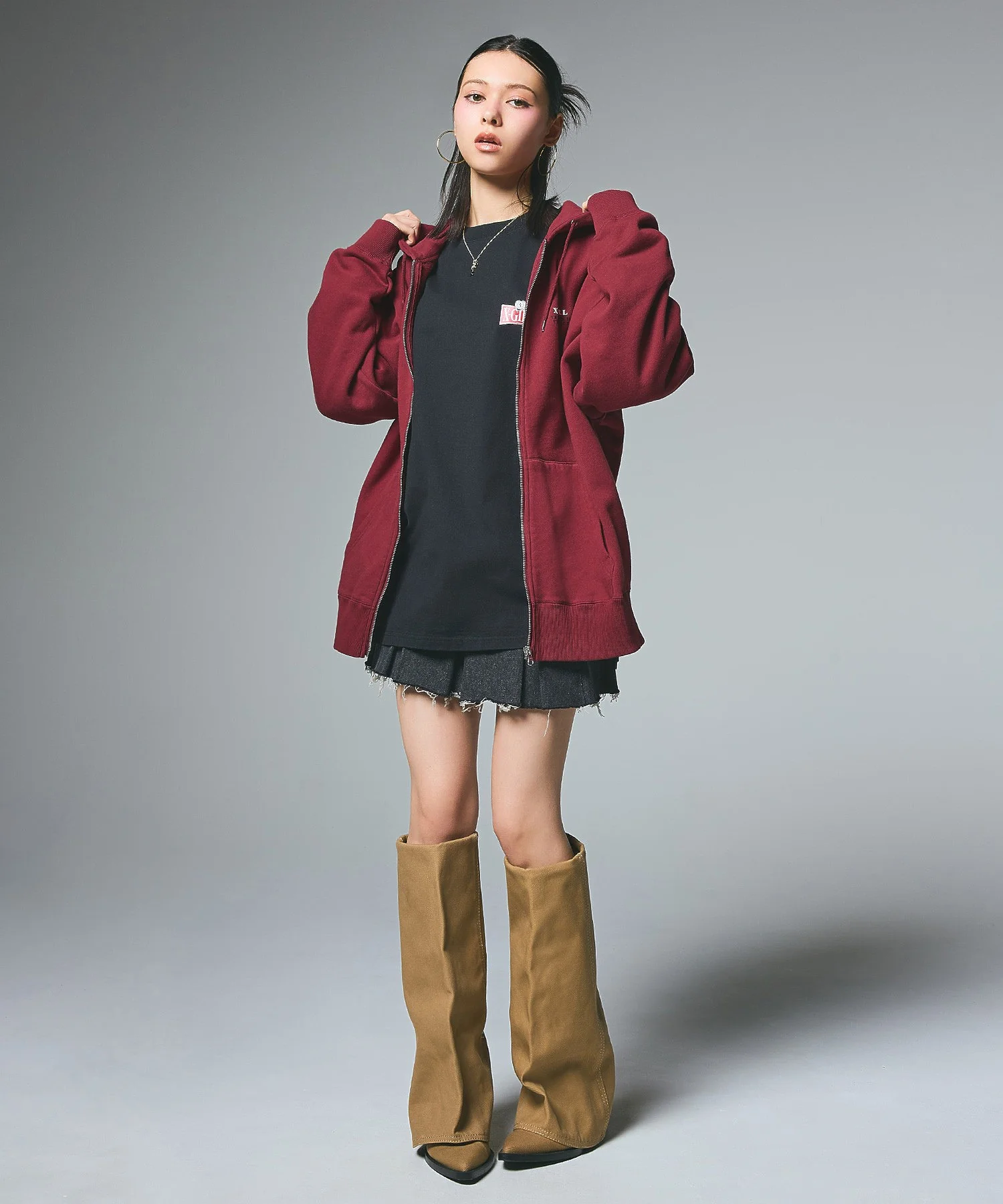 CIRCLE LOGO AND FACE ZIP UP SWEAT HOODIE - Image 8