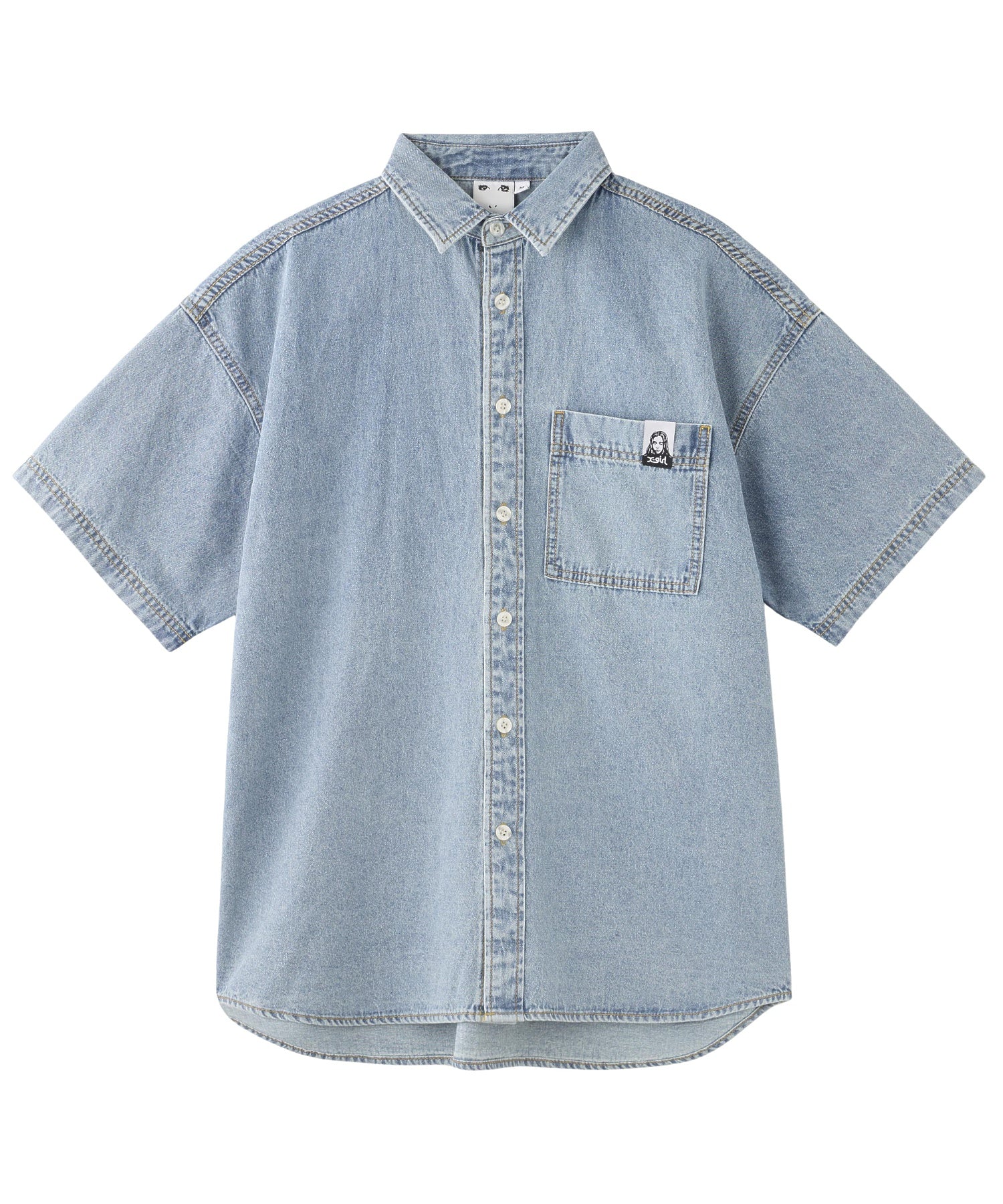 FACE LABEL LIGHT DENIM S/S SHIRT - Image 3