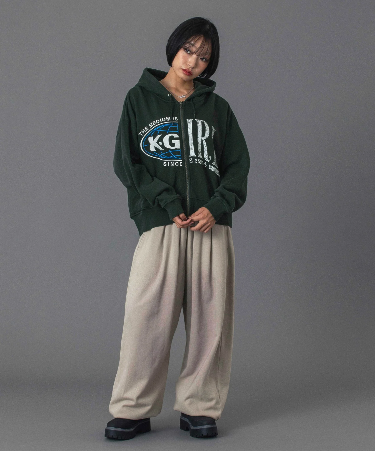 PANELED GRAPHIC ZIP UP SWEAT HOODIE - Image 9