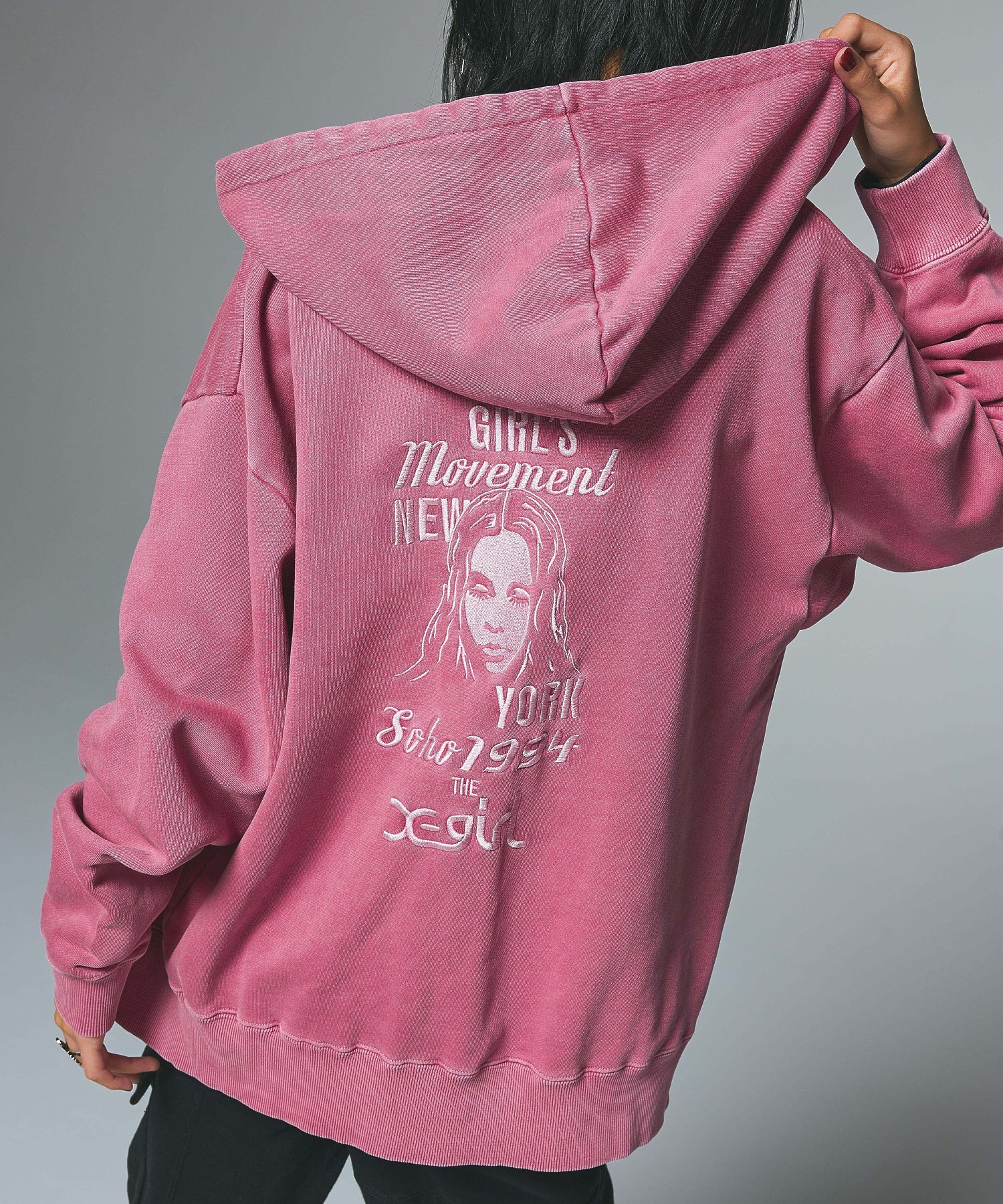 MIX LOGO & FACE FADED ZIP UP SWEAT HOODIE