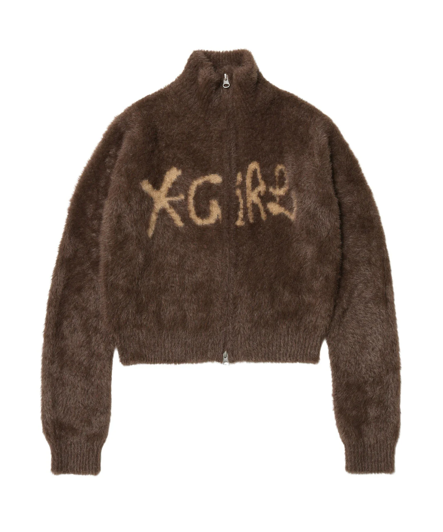 LOGO JACQUARD ZIP UP SHAGGY KNIT TOP - Image 18