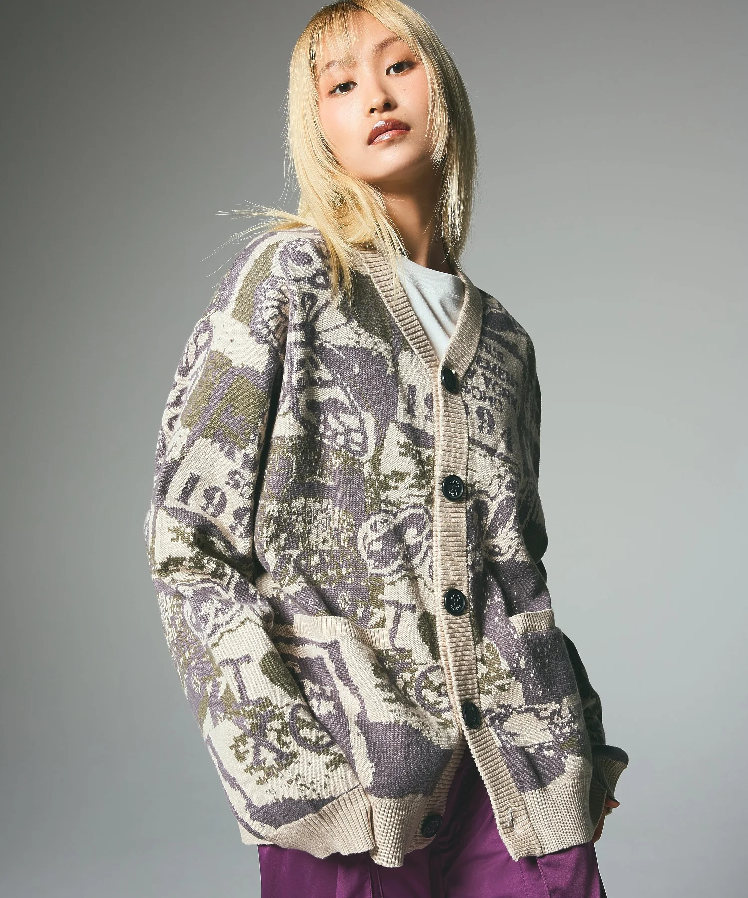 COLLAGE GRAPHIC JACQUARD KNIT CARDIGAN - Image 6