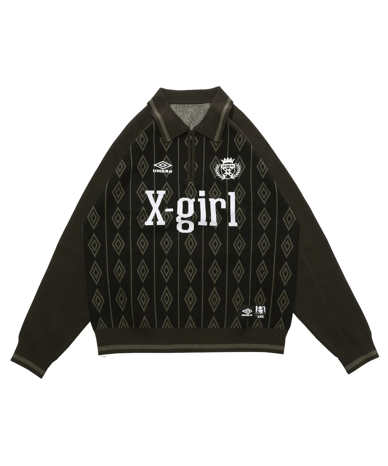 X-girl x UMBRO HALF ZIP JACQUARD KNIT TOP - Image 8