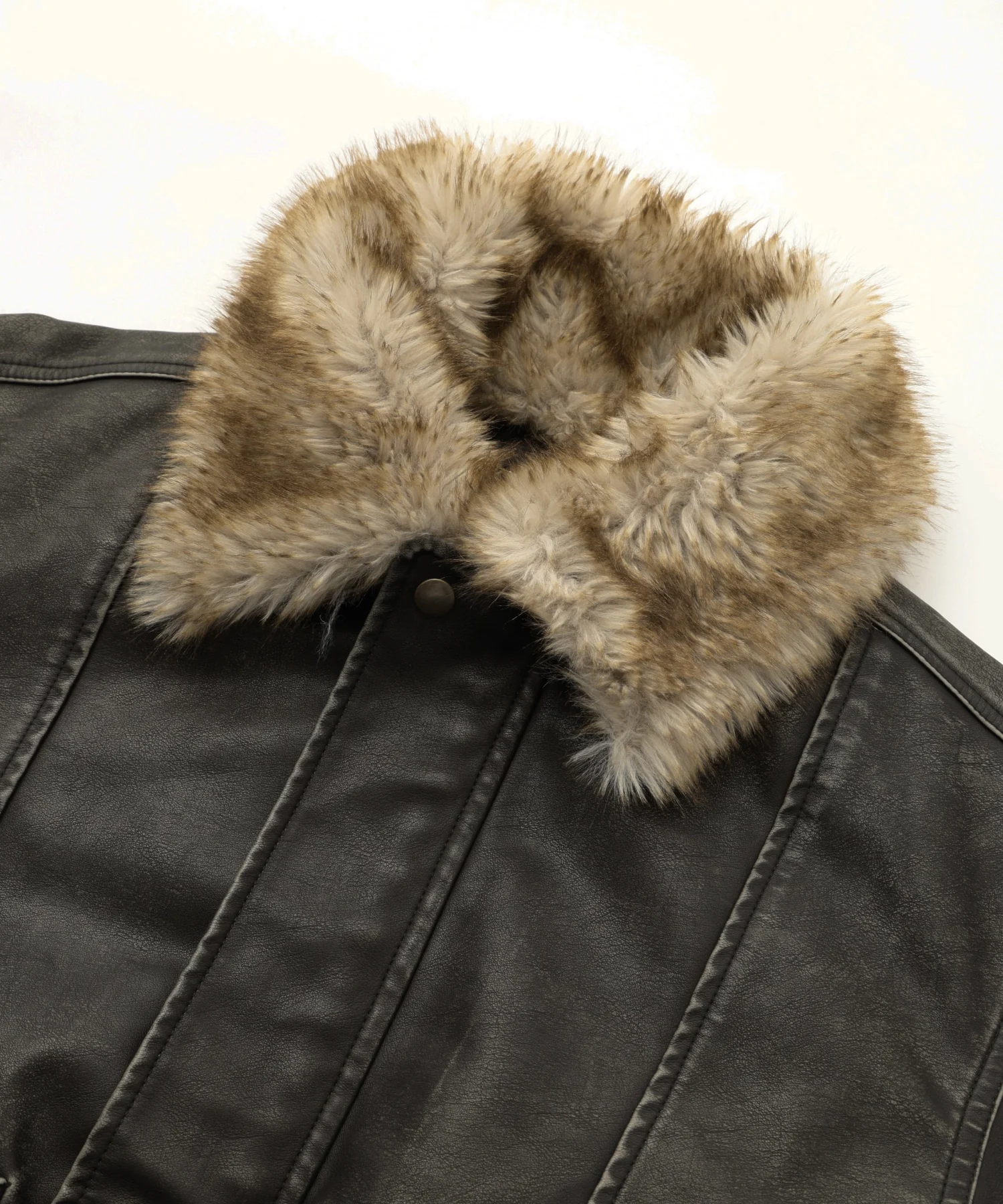 EMBOSSED LOGO PATCH DISTRESSED FAUX LEATHER JACKET - Image 24