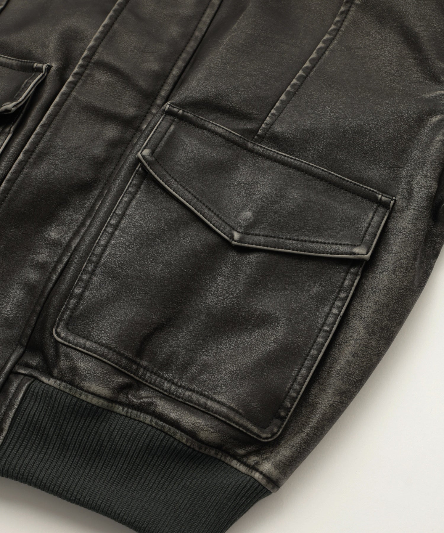 EMBOSSED LOGO PATCH DISTRESSED FAUX LEATHER JACKET - Image 27