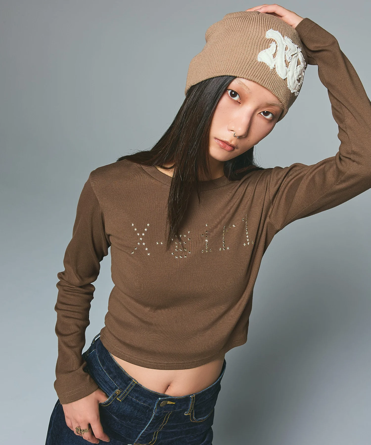 DISTRESSED LOGO PATCH BEANIE - Image 2