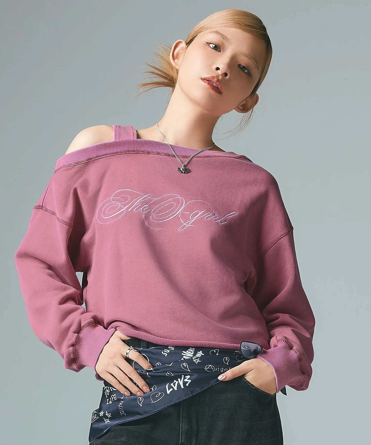 FADED LAYERED SHOULDER SWEAT TOP - Image 2