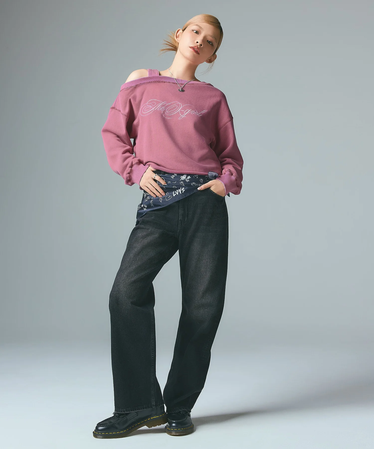 FADED LAYERED SHOULDER SWEAT TOP - Image 3