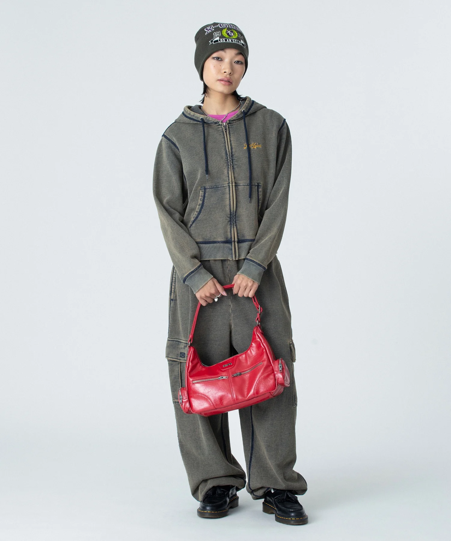 OVERDYED NUMBER PATCH ZIP UP HOODIE - Image 8