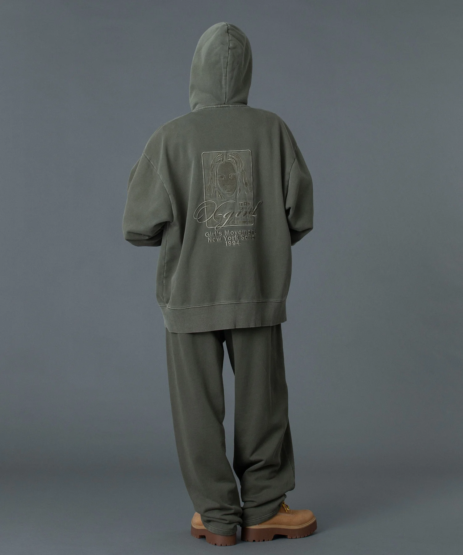 PIGMENT DYED FACE AND LOGO SQUARE PATCH ZIP UP SWEAT HOODIE - Image 26