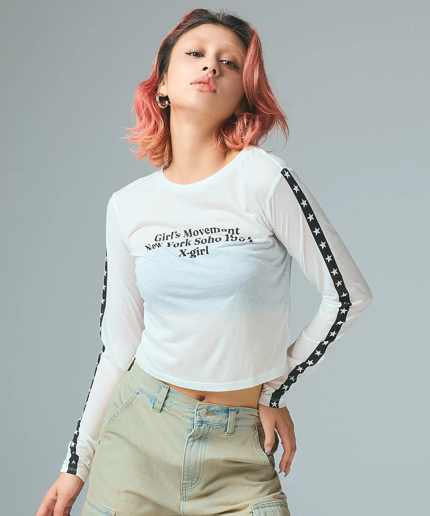 STAR STRIPED SLEEVE SHEER L/S TOP - Image 2