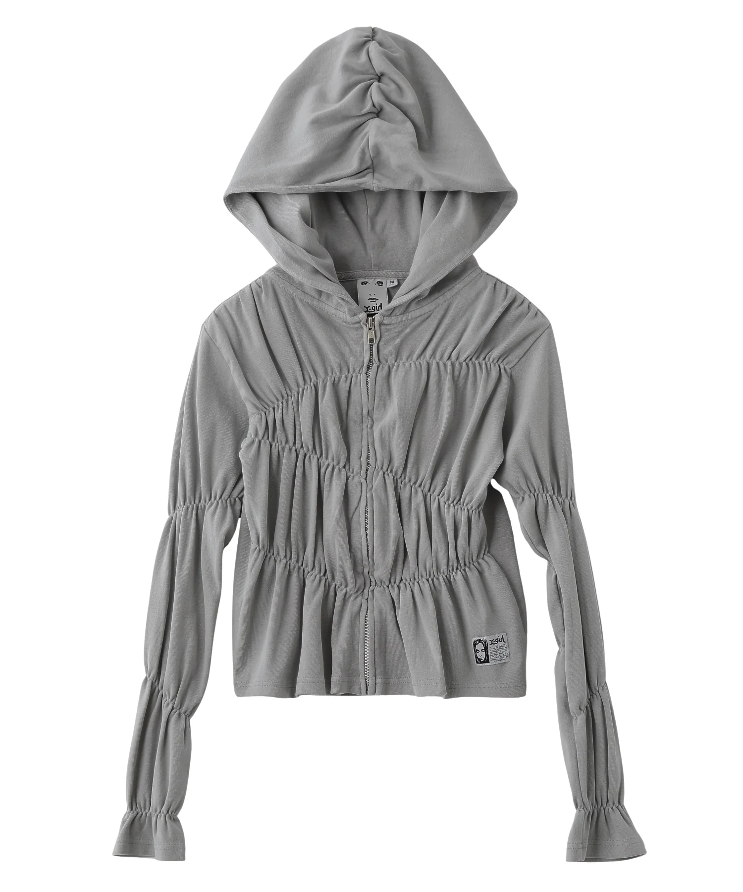FADED SHIRRED COMPACT ZIP UP HOODIE - Image 12