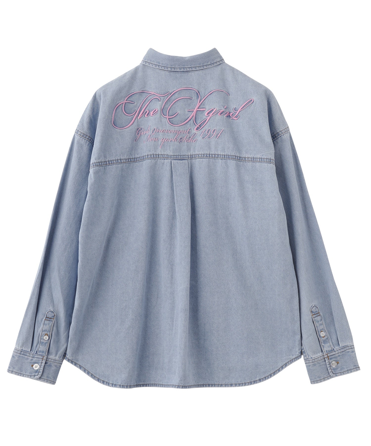 SCRIPT LOGO BLEACHED DENIM SHIRT - Image 19