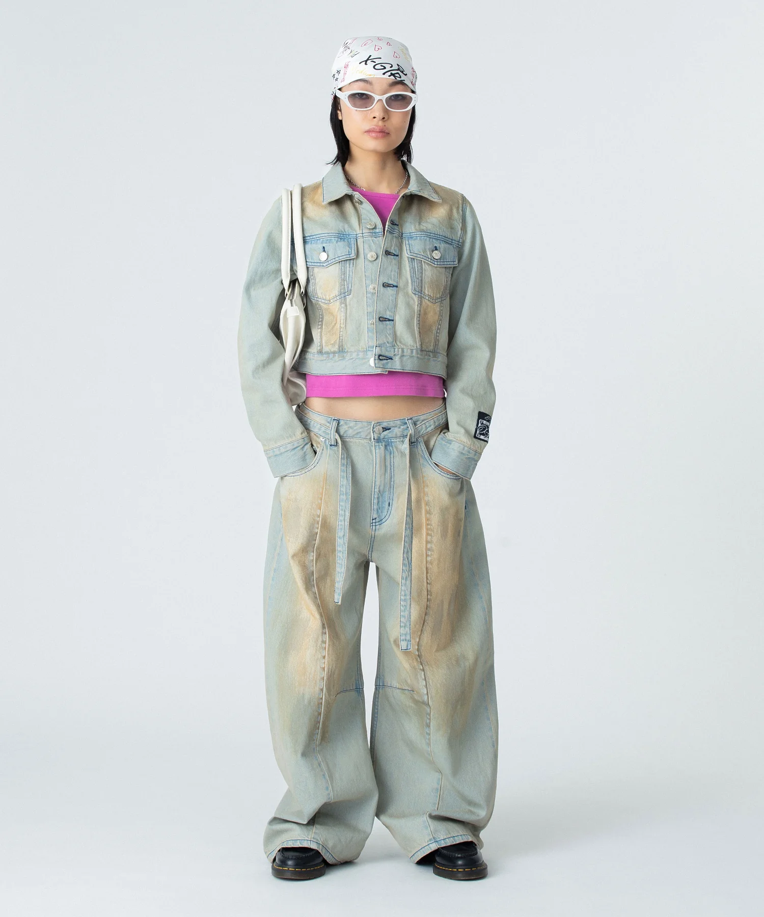 FADED FACE LABEL COMPACT DENIM JACKET - Image 3