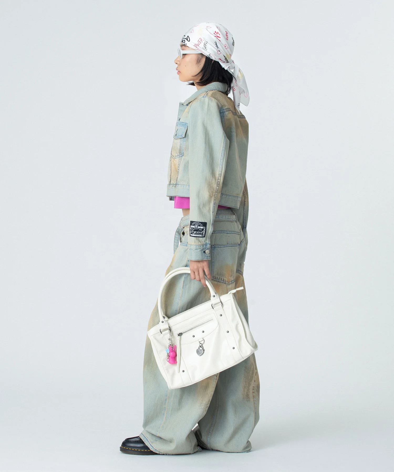 FADED FACE LABEL COMPACT DENIM JACKET - Image 7