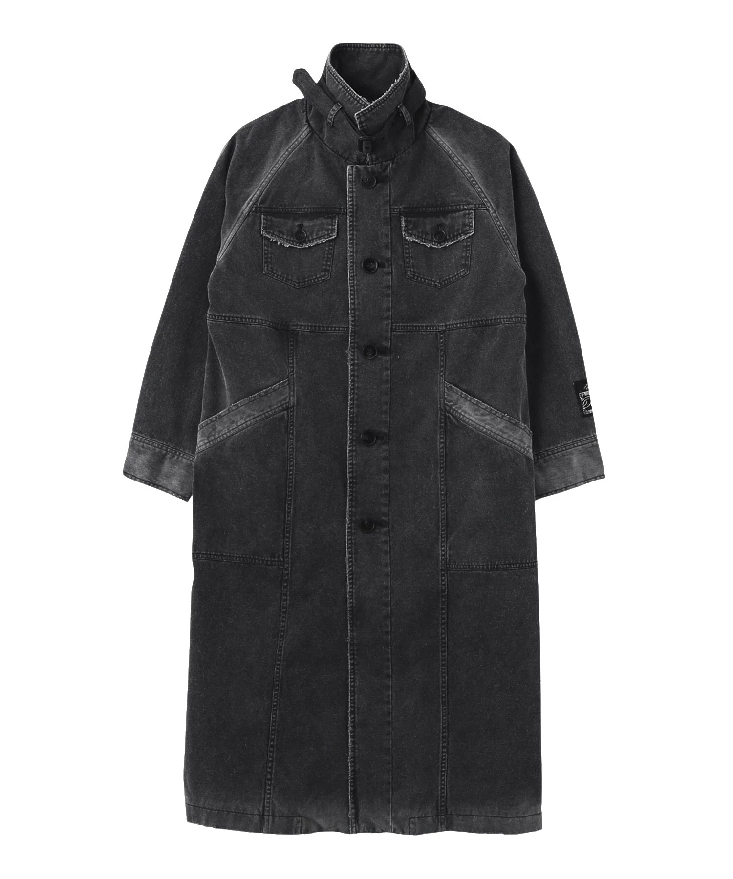 FADED STAND COLLAR LONG COAT - Image 28