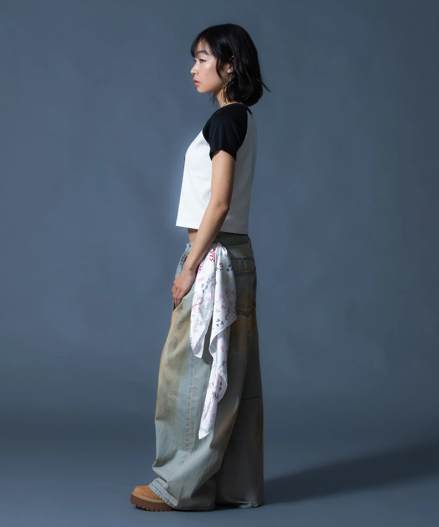 FADED FACE LABEL WIDE BAGGY DENIM PANTS - Image 40