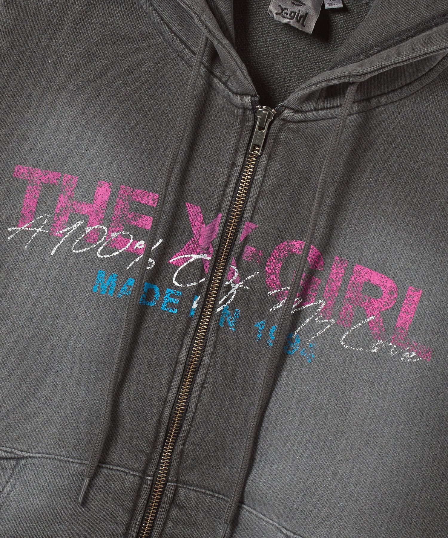 FADED LOGO PRINT ZIP UP SWEAT HOODIE - Image 12
