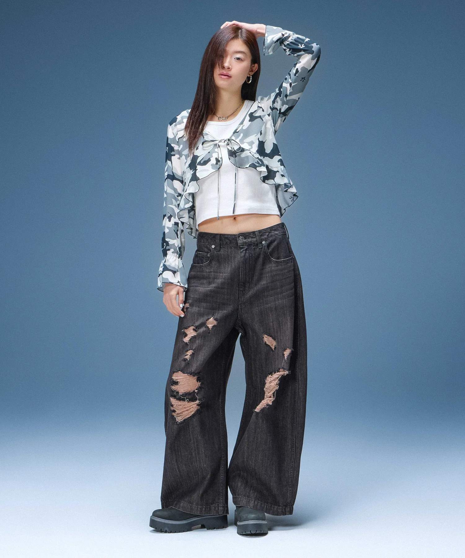 DISTRESSED BAGGY DENIM PANTS - Image 17