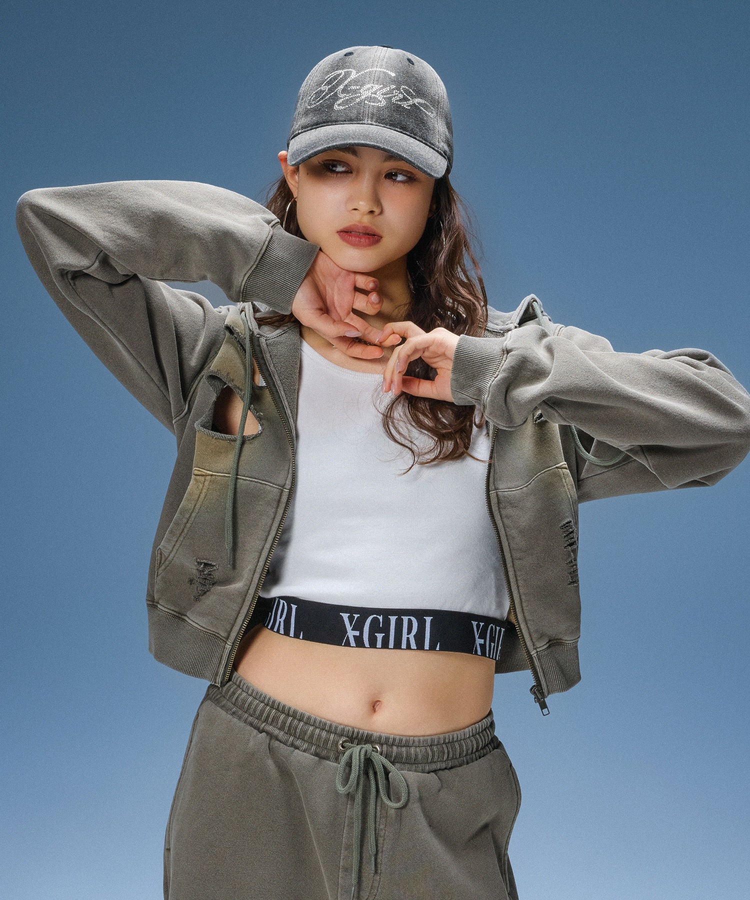 RHINESTONE LOGO DENIM CAP - Image 4