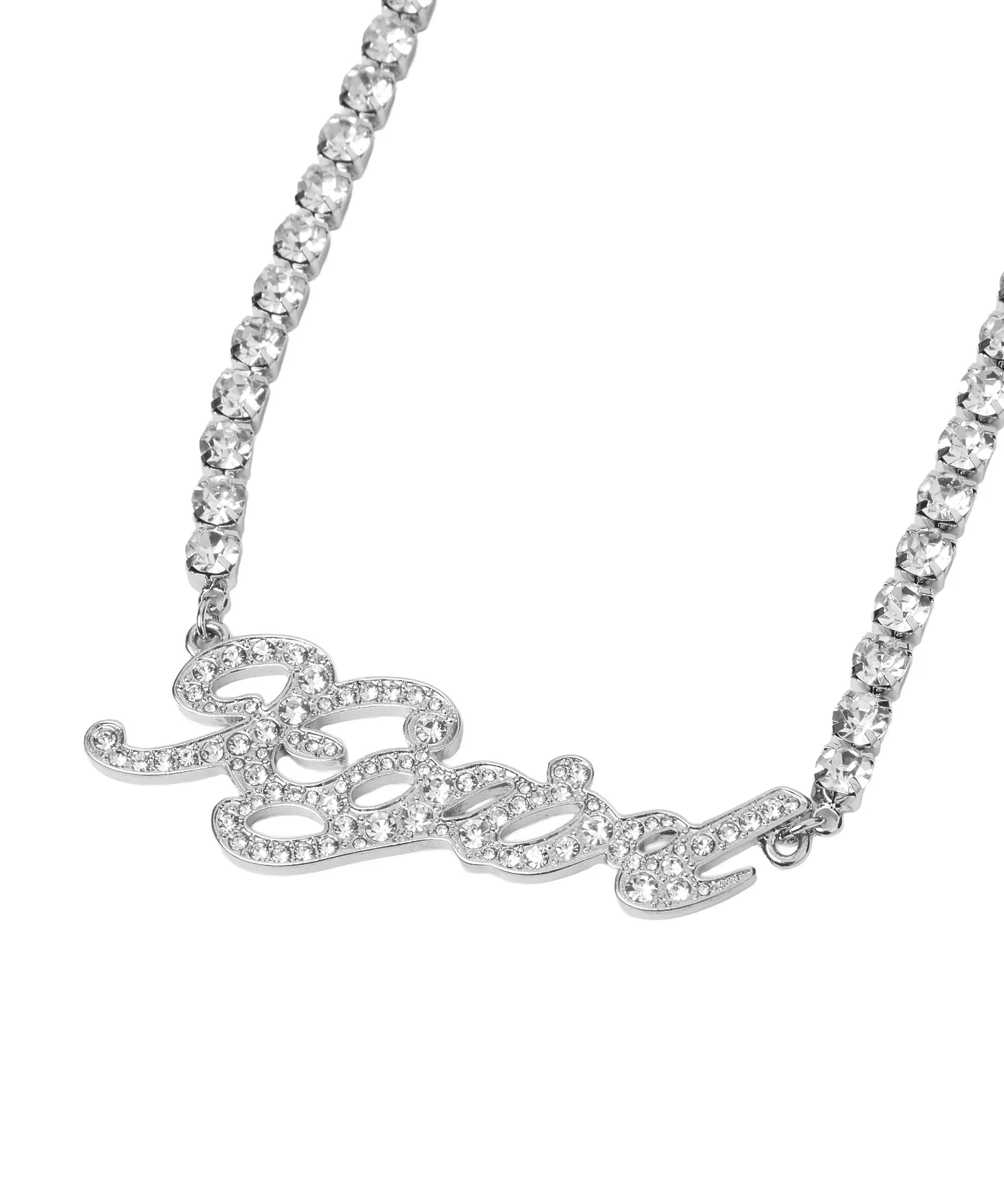 RHINESTONE CURSIVE LOGO NECKLACE