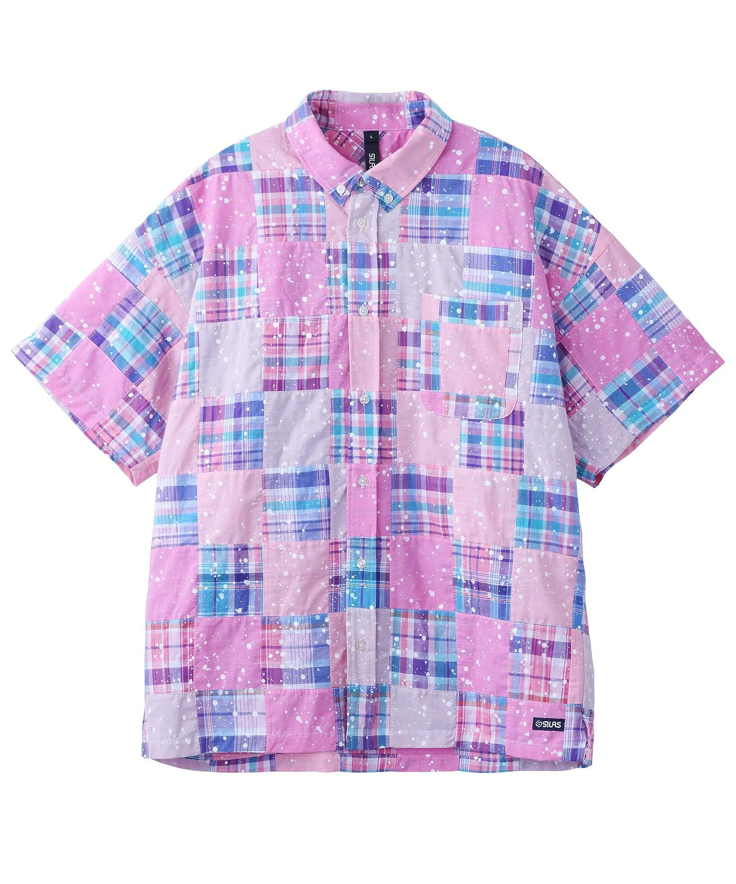 SPLASH PATCHWORK S/S BUTTON DOWN SHIRT SILAS