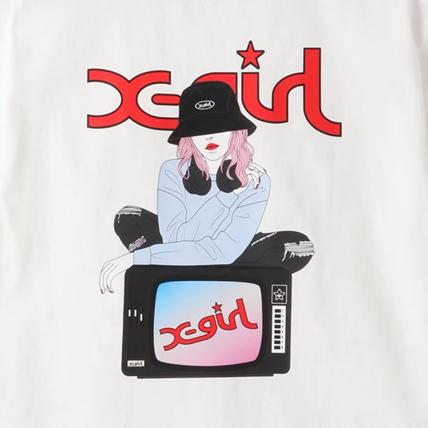 ガールイラストバックプリント半袖Tシャツ - Image 8