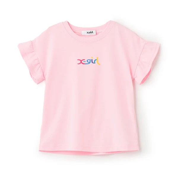 袖フリル落書ロゴ半袖Tシャツ - Image 3