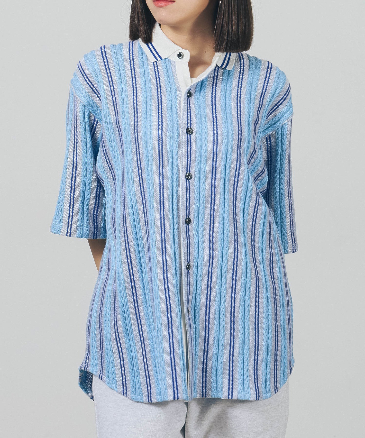 gim context/ジム コンテキスト/Stripe Open Collar Shirt/23205110 - Image 11