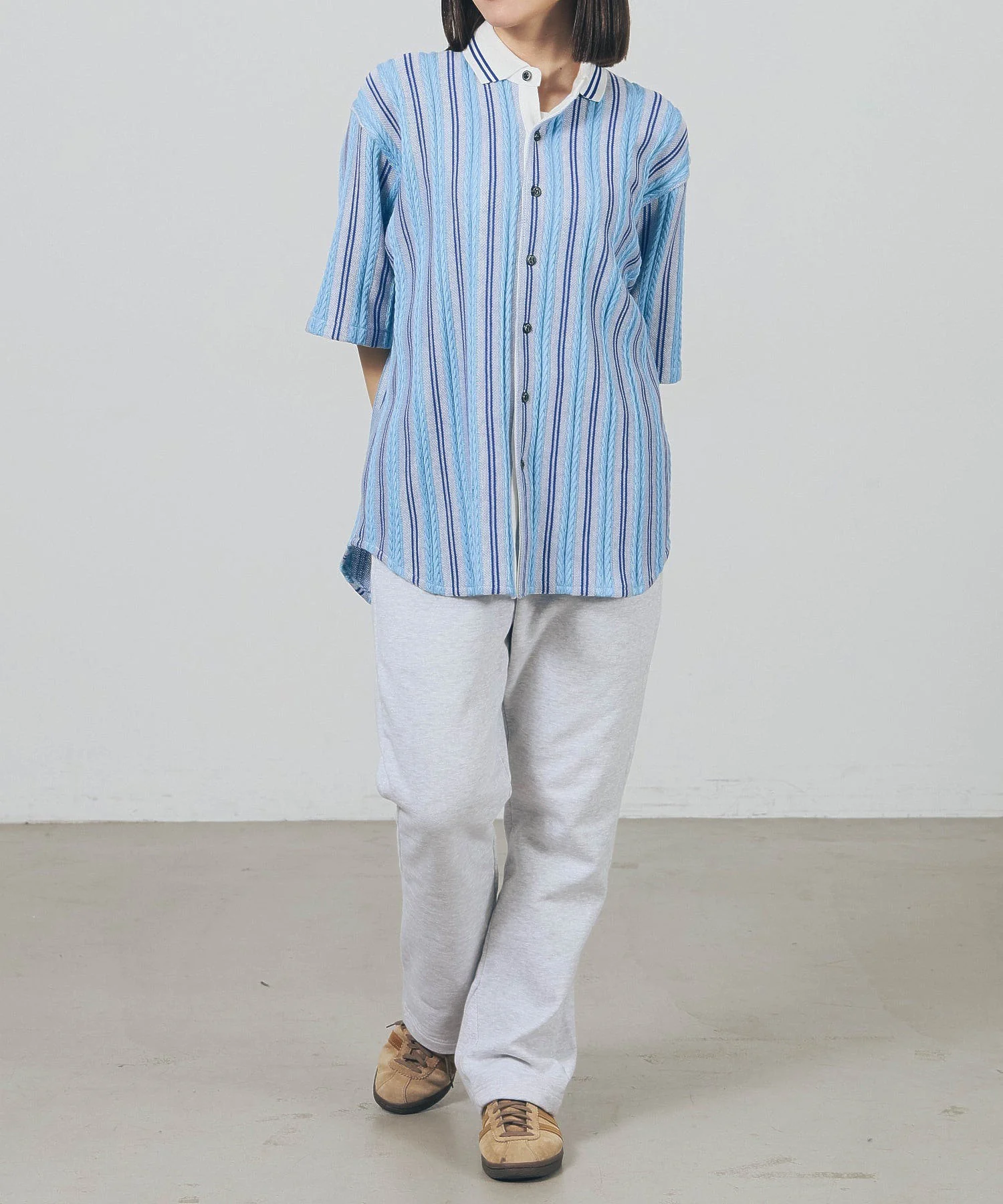 gim context/ジム コンテキスト/Stripe Open Collar Shirt/23205110 - Image 14
