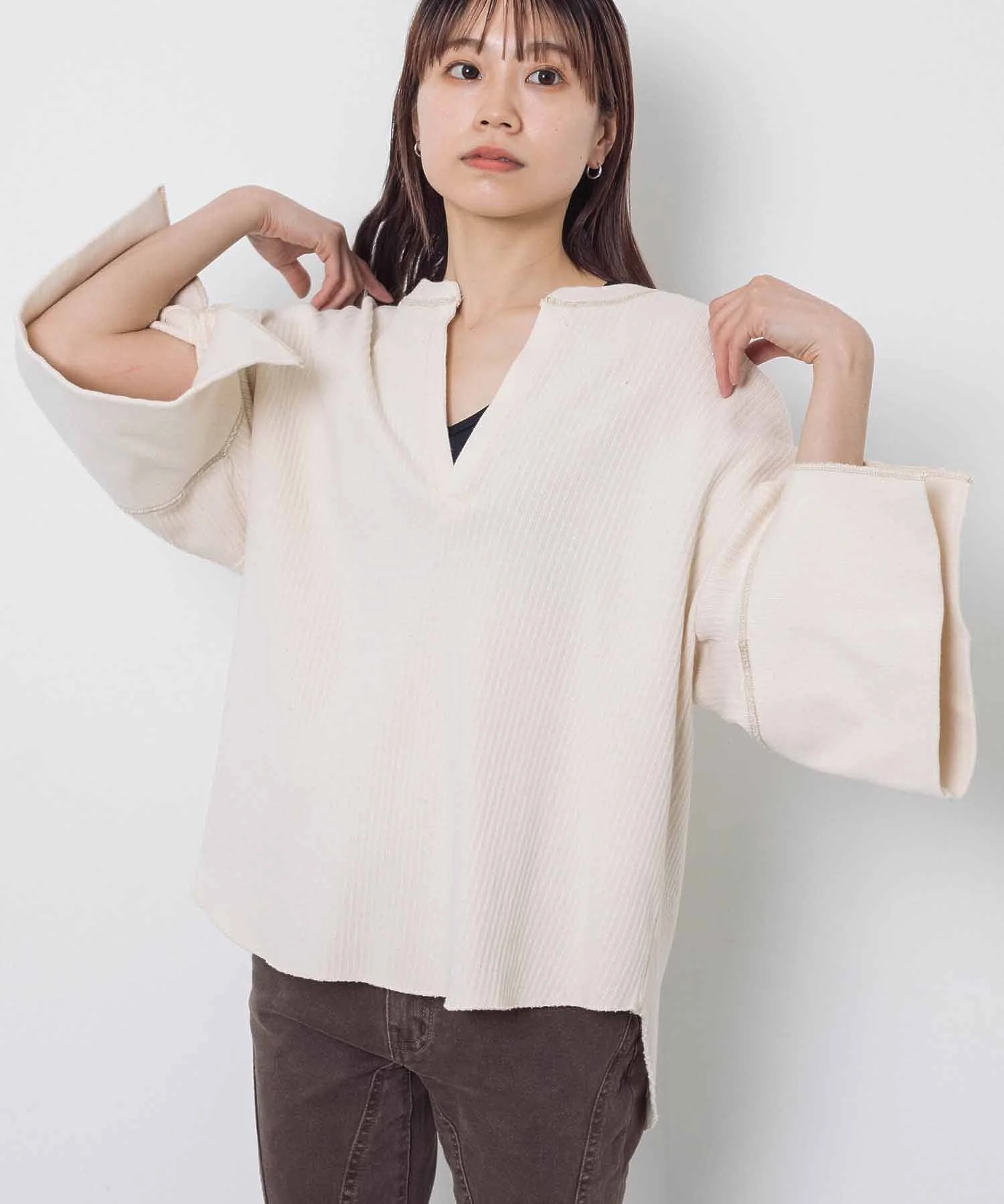 CLANE /クラネ/ COLOR STITCH HEAVY RIB TOPS 12105-1152 - Image 3