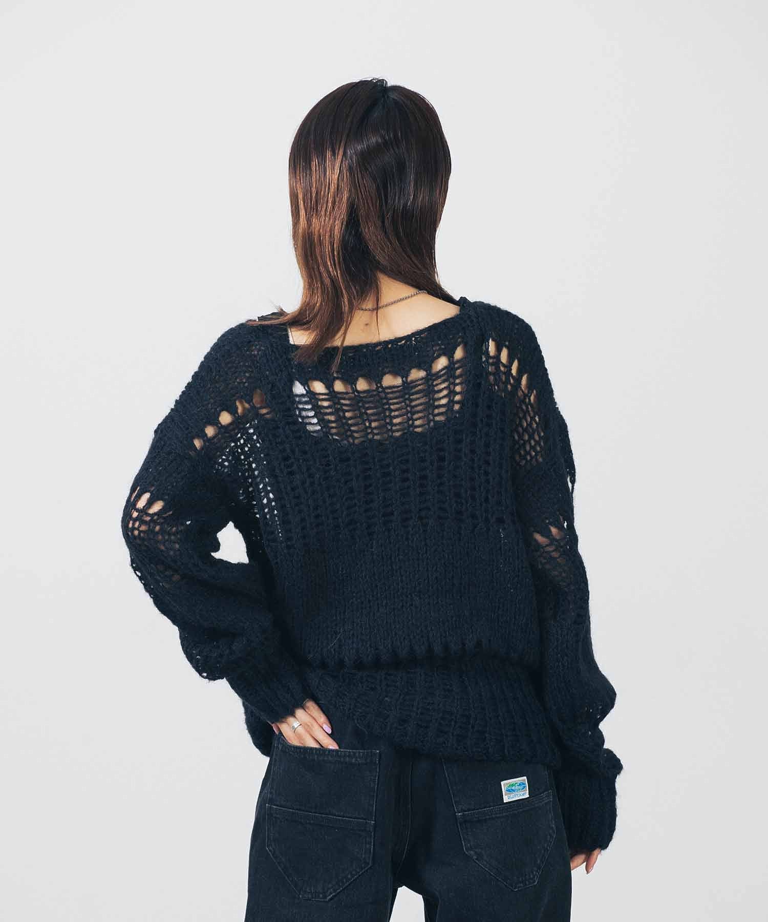 THE OPEN PRODUCT /ザオープンプロダクト/ IRREGULAR NETTED SWEATER/GTO223KT005 - Image 17
