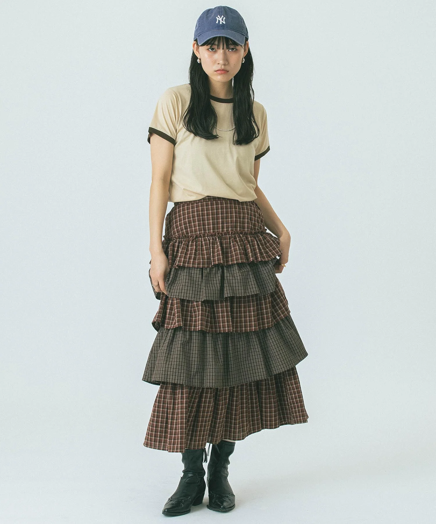 CHECK TIERED SKIRT - Image 11