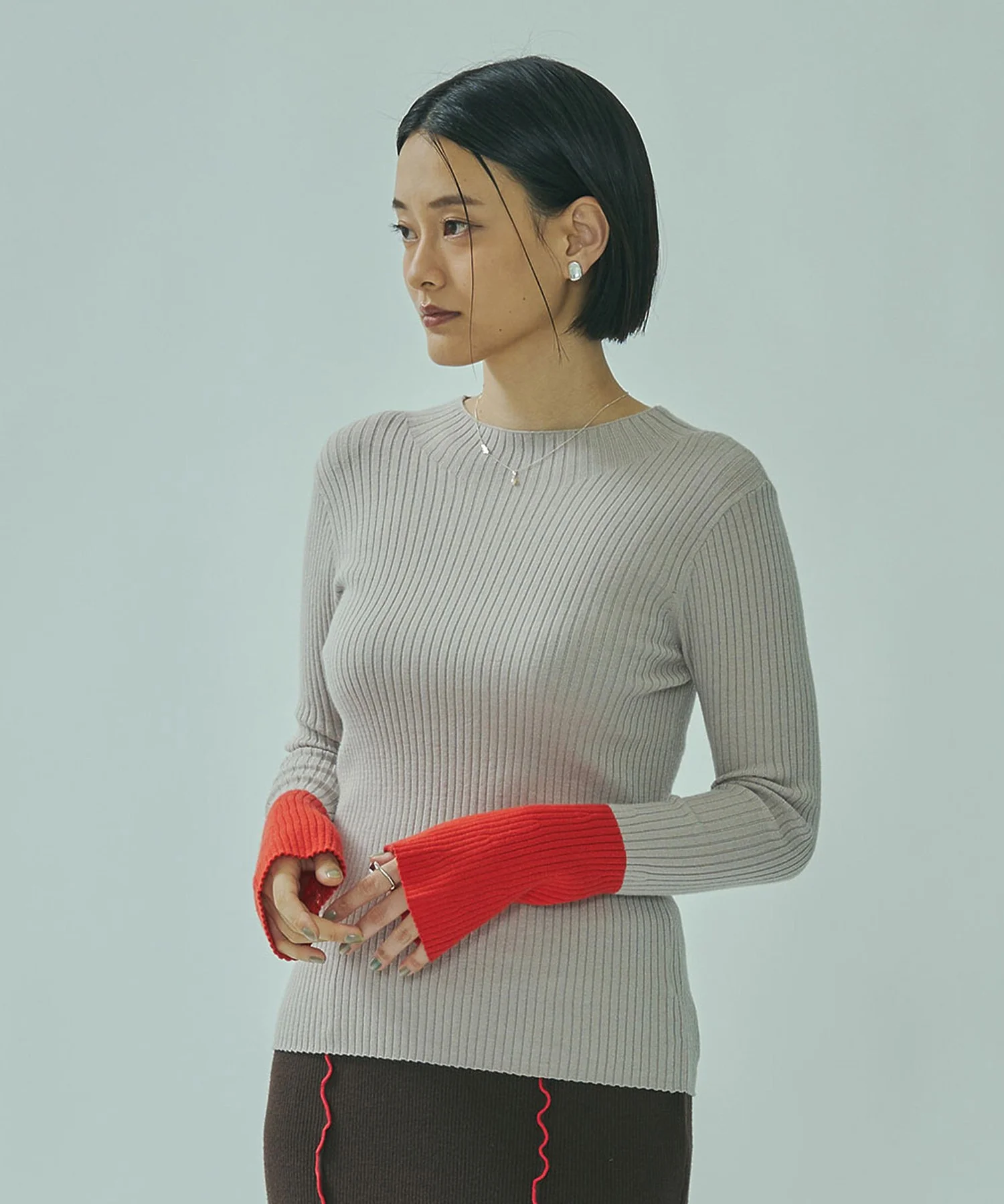 BICOLOR RIB KNIT TOP - Image 29