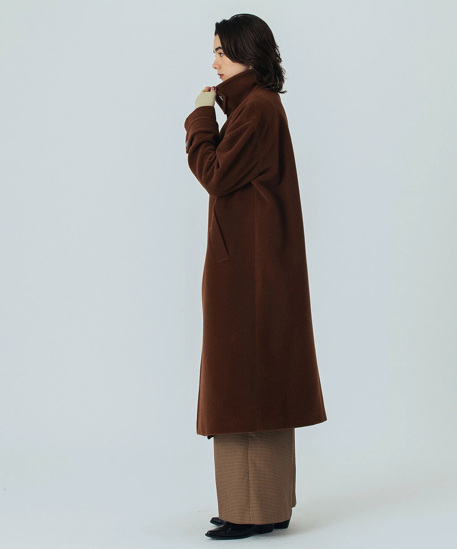 STAND FALL COLLAR LONG COAT - Image 9