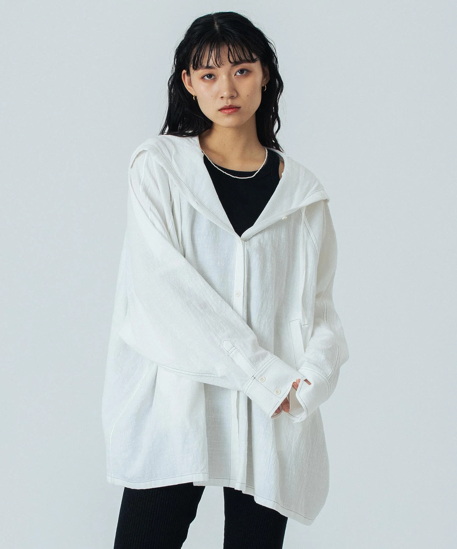 CREOLME/HOODED BIG SHIRT