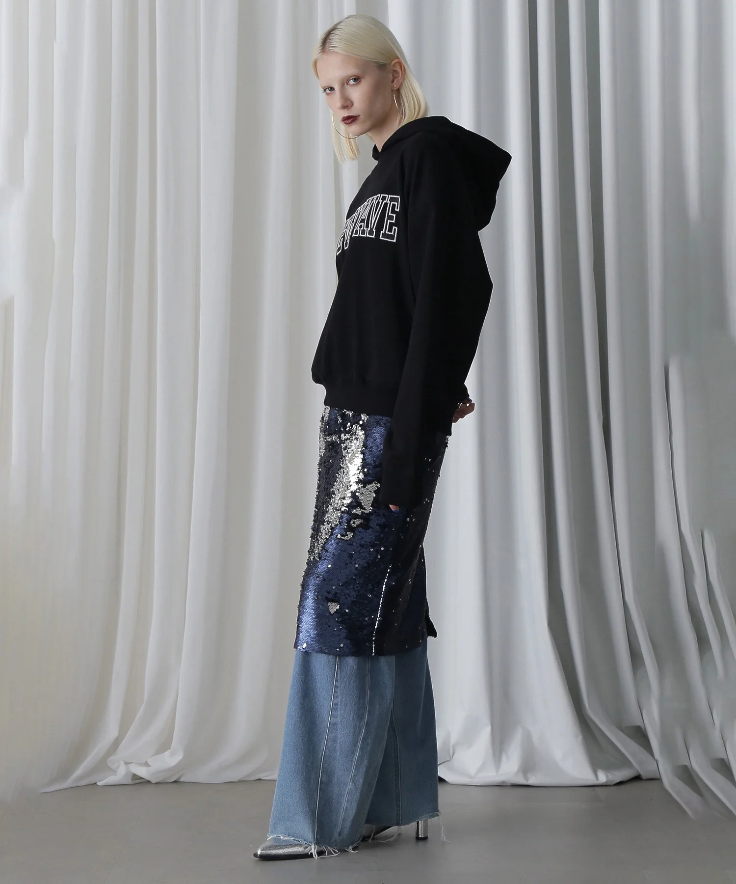 GENE HEAVENS/「NEW WAVE」ロゴ フーデッド スウェット - Image 3