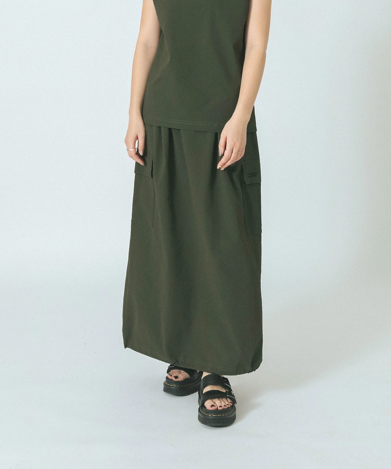 THOUSAND MILE×GENE HEAVENS/FRENCH SLEEVE TOP & MAXI CARGO SKIRT SET UP - Image 10