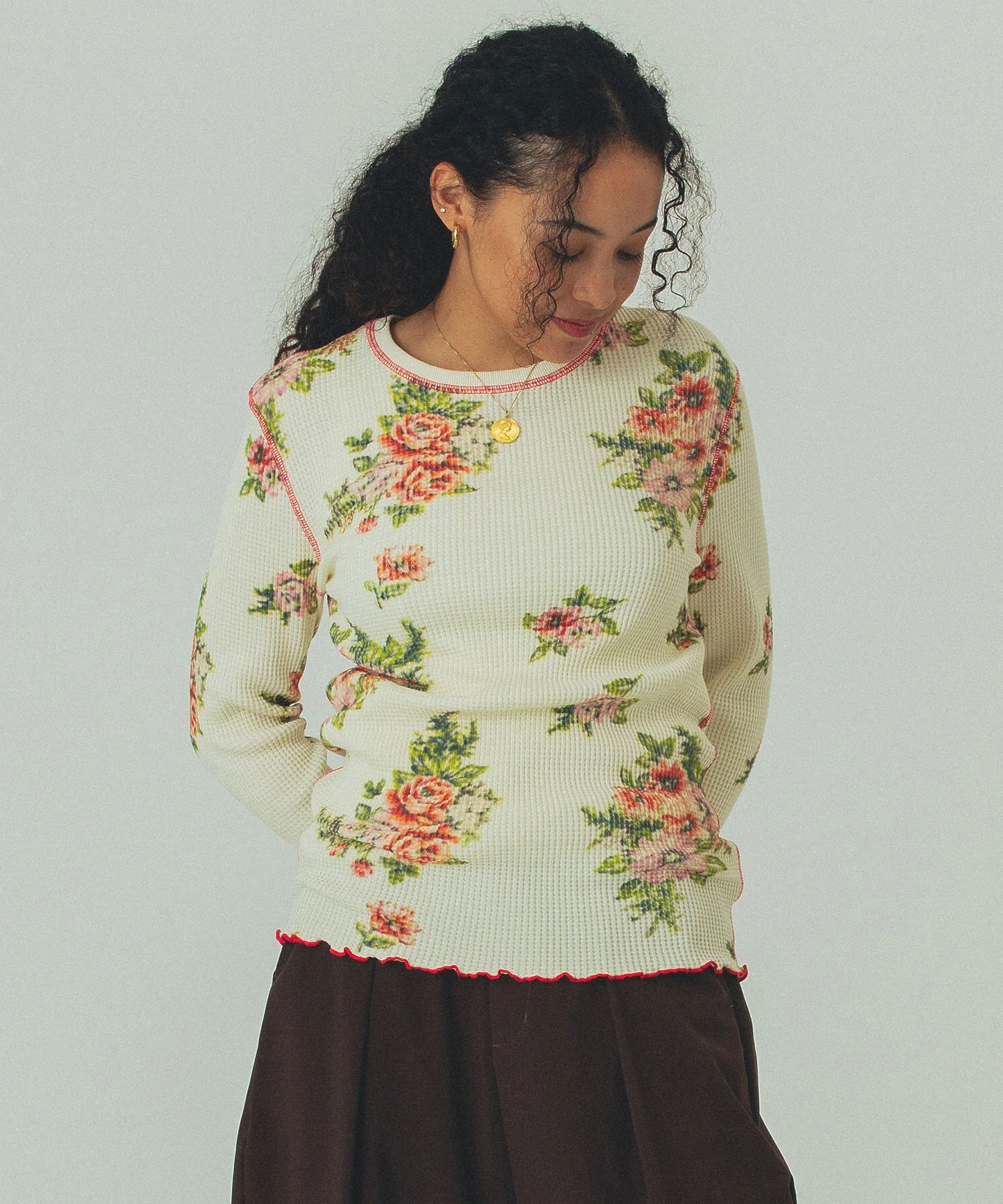 mag.by c/FLOWER PRINT WAFFLE TOP - Image 30